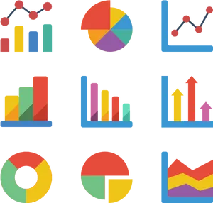 Colorful Graphsand Charts Collection PNG