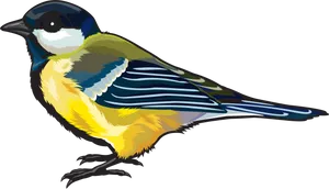 Colorful Great Tit Illustration PNG image