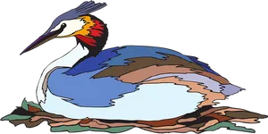 Colorful Grebe Illustration