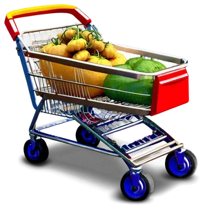 Colorful Grocery Cart PNG 06282024