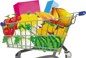 Colorful Grocery Shopping Cart PNG image