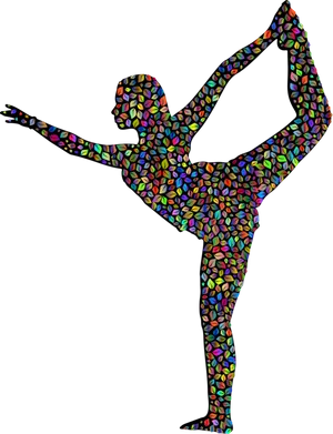 Colorful Gymnast Silhouette Balance Beam Pose PNG image