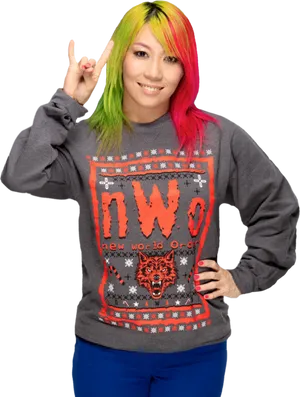 Colorful Hair Womaninn Wo Sweatshirt PNG