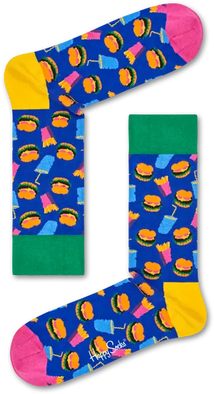 Colorful Hamburger Pattern Socks PNG image