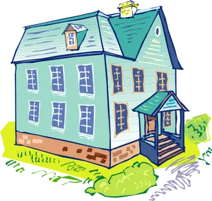 Colorful Hand Drawn House Clipart PNG image