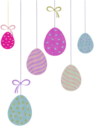 Colorful Hanging Easter Eggs PNG image