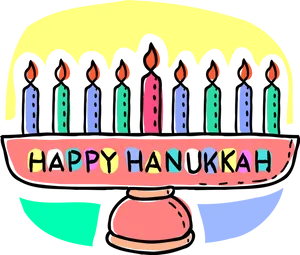 Colorful Hanukkah Menorah Illustration PNG image