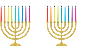 Colorful Hanukkah Menorahs PNG image