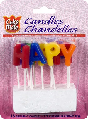 Colorful Happy Birthday Candles Packaging PNG image