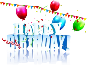 Colorful Happy Birthday Greeting PNG image