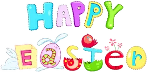 Colorful Happy Easter Greeting PNG image