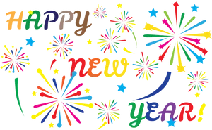 Colorful Happy New Year Fireworks PNG image