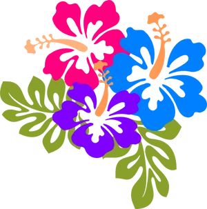 Colorful Hawaiian Flowers Illustration PNG image