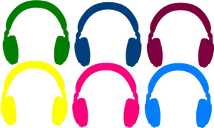 Colorful Headphones Vector Set PNG image