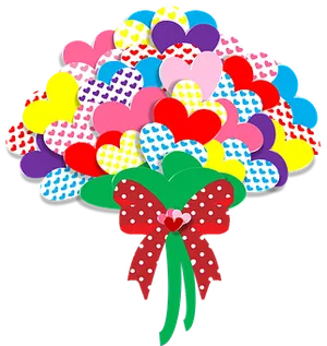 Colorful Heart Bouquet Valentines Day PNG image