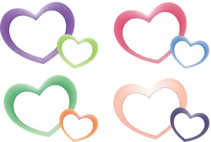 Colorful Hearts Black Background PNG