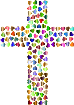 Colorful Hearts Cross PNG image