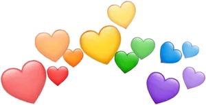 Colorful Hearts Filter Graphic PNG image