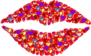 Colorful Hearts Lips Graphic