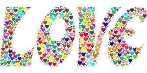Colorful Hearts Love Text