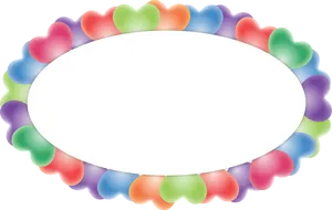 Colorful Hearts Oval Frame PNG image