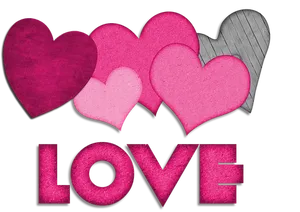 Colorful Heartsand Love Text PNG image