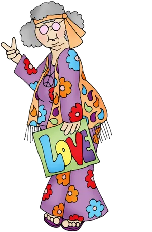 Colorful Hippie Cartoon Character PNG image