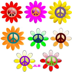 Colorful Hippie Peace Flowers PNG image