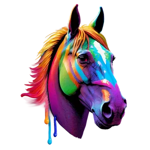 Colorful Horse Head Mural PNG 45 PNG