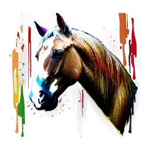 Colorful Horse Head Mural PNG 50