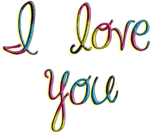 Colorful I Love You Text PNG image