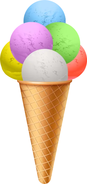 Colorful Ice Cream Scoops Cone PNG image