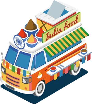 Colorful_ Indian_ Food_ Truck_ Illustration PNG