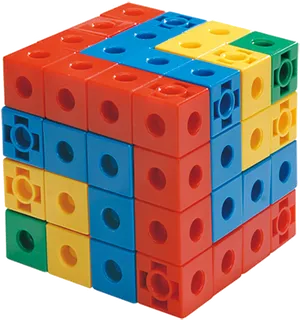 Colorful Interlocking Blocks Cube PNG image