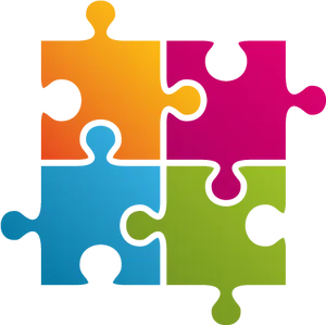 Colorful Interlocking Puzzle Pieces PNG