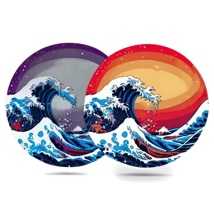 Colorful Japanese Wave Art PNG 68 PNG
