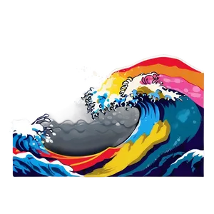 Colorful Japanese Wave Art PNG 98 PNG