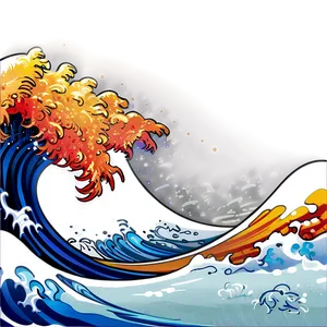 Colorful Japanese Wave Art PNG Oor10 PNG