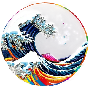 Colorful Japanese Wave Art PNG Vnm