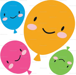 Colorful_ Kawaii_ Blush_ Balloons PNG image