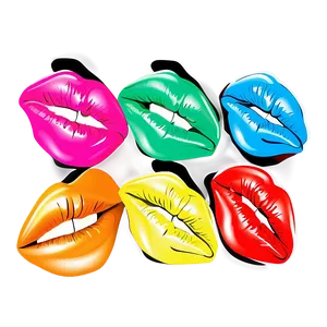 Colorful Kissy Lips PNG Uhq