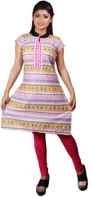 Colorful Kurtiwith Leggings Womens Fashion PNG image