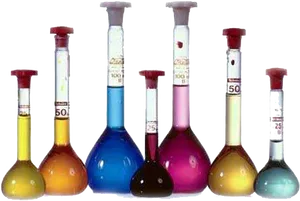 Colorful Laboratory Volumetric Flasks PNG image