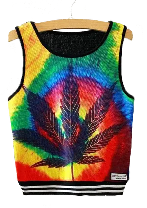 Colorful Leaf Print Crop Top