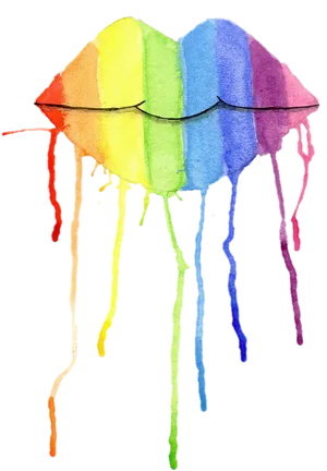 Colorful Lips Paint Drip Artwork PNG
