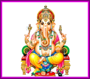 Colorful Lord Ganesh Artwork PNG image