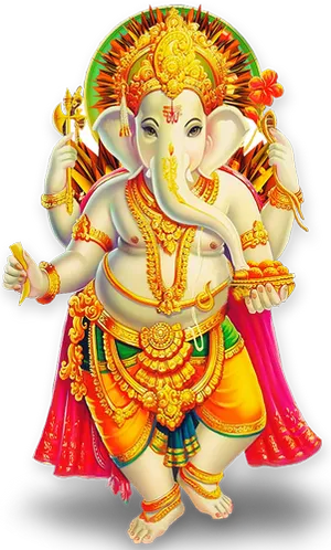 Colorful Lord Ganesh Illustration PNG image
