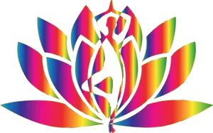 Colorful Lotus Yoga Pose Illustration PNG image