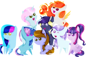 Colorful_ M L P_ Characters_ Group PNG image