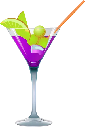 Colorful Martini Cocktail Illustration PNG image